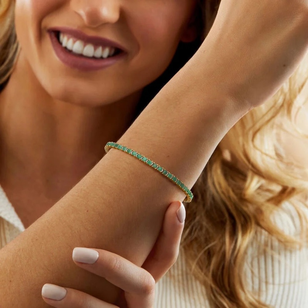 Ross and Simmons Emerald and Diamond Tennis Bracelet 18k Gold